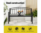 Gardeon Outdoor Garden Bench Seat Loveseat Steel Foldable Table Patio Furniture Black