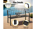 Gardeon Outdoor Garden Bench Seat Loveseat Steel Foldable Table Patio Furniture Black