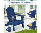 Costway Folding Outdoor Furniture Adirondack Beach Chair Weather Resistance Sun Lounge Garden Patio Yard Navy