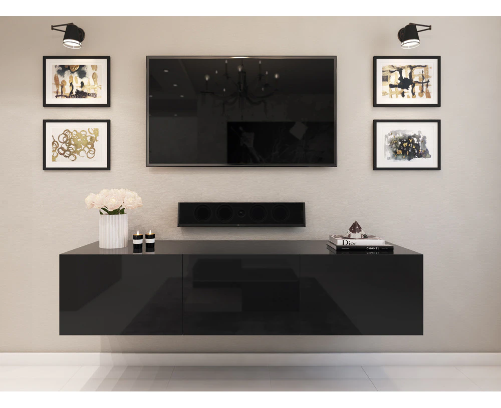 1.8m Majeston Black Floating TV Cabinet