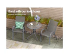 ALFORDSON 3PCS Outdoor Furniture Patio Table and Chairs Set Garden Round Grey