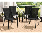 ALFORDSON 4x Outdoor Lounge Chairs Patio Dining Furniture Garden Stackable Black