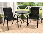 ALFORDSON 3PCS Outdoor Furniture Patio Table and Chairs Set Garden Round Black