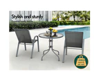 ALFORDSON 3PCS Outdoor Furniture Patio Table and Chairs Set Garden Round Grey