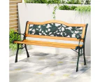 Gardeon Outdoor Garden Bench Seat 126cm Wooden Cast Iron 3 Seater Patio Furniture