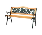 Gardeon Outdoor Garden Bench Seat 126cm Wooden Cast Iron 3 Seater Patio Furniture