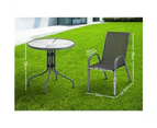 ALFORDSON 3PCS Outdoor Furniture Patio Table and Chairs Set Garden Round Grey