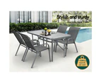 ALFORDSON 5PCS Outdoor Dining Set Table and Chairs Patio Furniture Bistro Grey