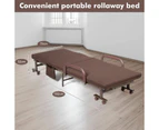 Costway Folding Guest Bed w/Mattress & Storage Bag Home Camping,Brown