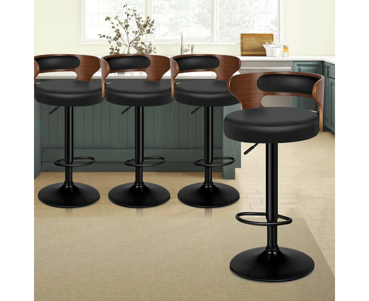 ALFORDSON 4x Bar Stool Kitchen Swivel Chair Wooden Leather Gas Lift Ramiro