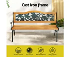 Gardeon Outdoor Garden Bench Seat 126cm Wooden Cast Iron 3 Seater Patio Furniture