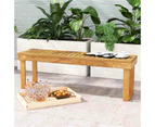 Costway 132cm 132cm 3-Seater Outdoor Acacia Wood Dining Bench Chair w/Slatted Seat for Patio Garden w/360KG Load Brown