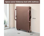 Costway Folding Guest Bed w/Mattress & Storage Bag Home Camping,Brown