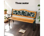 Gardeon Outdoor Garden Bench Seat 126cm Wooden Cast Iron 3 Seater Patio Furniture