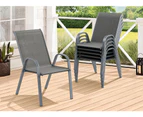 ALFORDSON 6x Outdoor Lounge Chairs Patio Dining Furniture Garden Stackable Grey