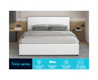 ALFORDSON Bed Frame Queen Size Gas Lift Storage Base White Leather TRICIA