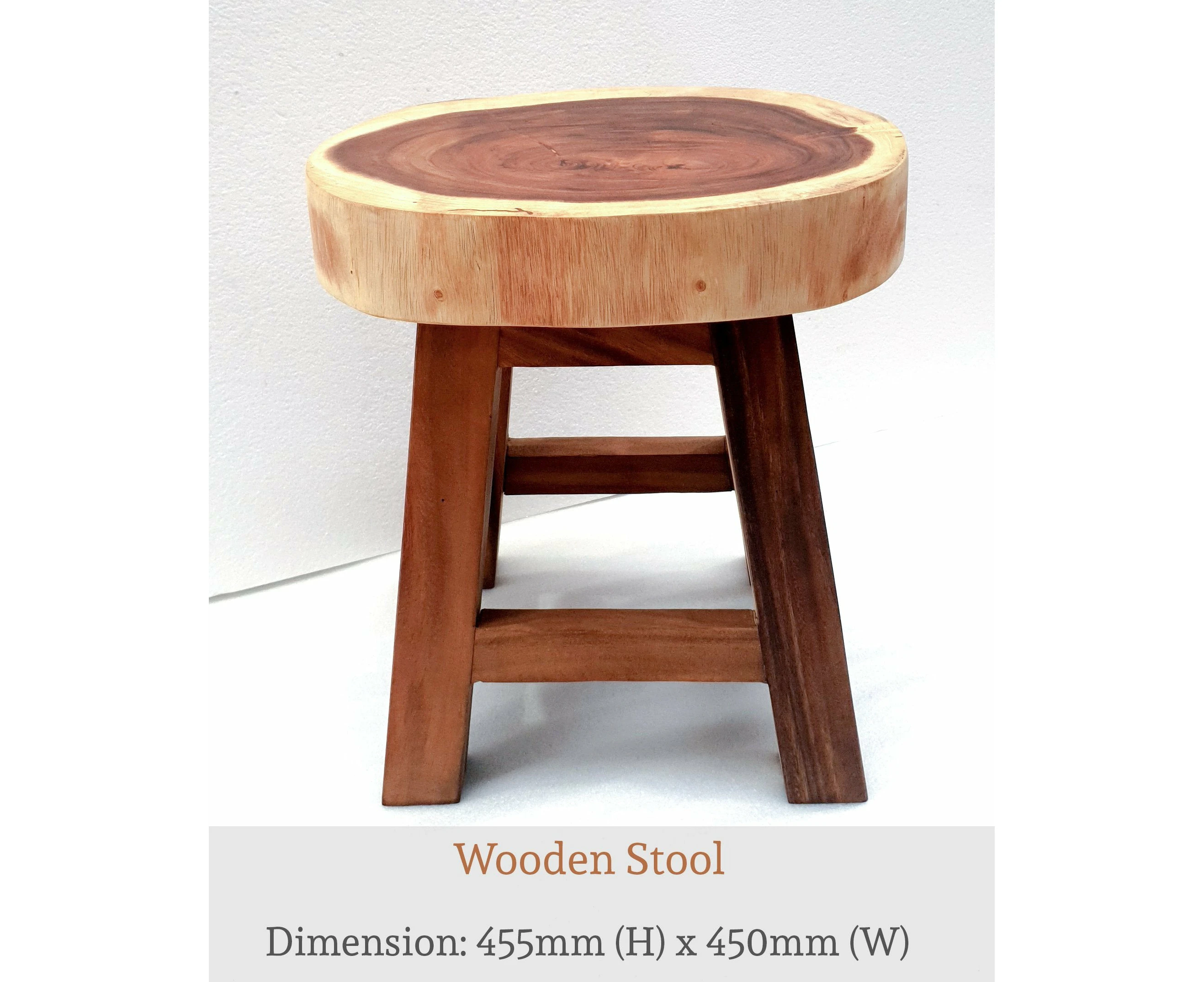 Live Edge Acacia Four Leg Wooden Stool