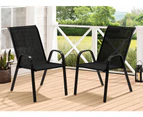 ALFORDSON 2x Outdoor Lounge Chairs Patio Dining Furniture Garden Stackable Black