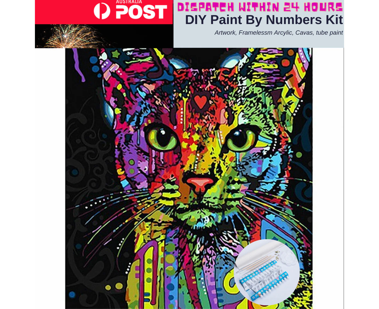 Paint by Numbers Kit Animal Large 40 by 50 Oil Painting Rainbow Persian Cat