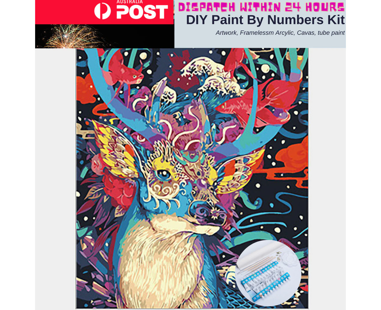 Paint by Numbers Kit Animal Large 40 by 50 Oil Painting Rainbow Dear