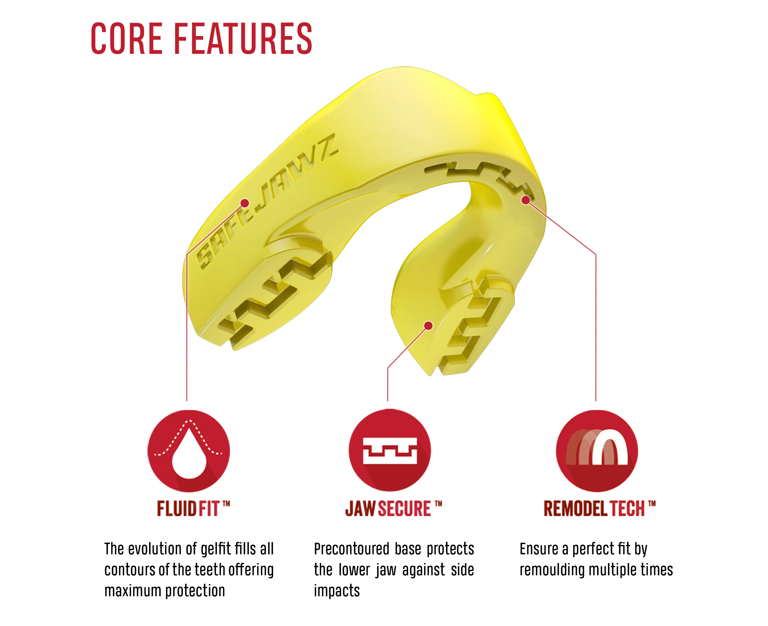 Safejawz Intro Range Mouthguard Fluro Yellow