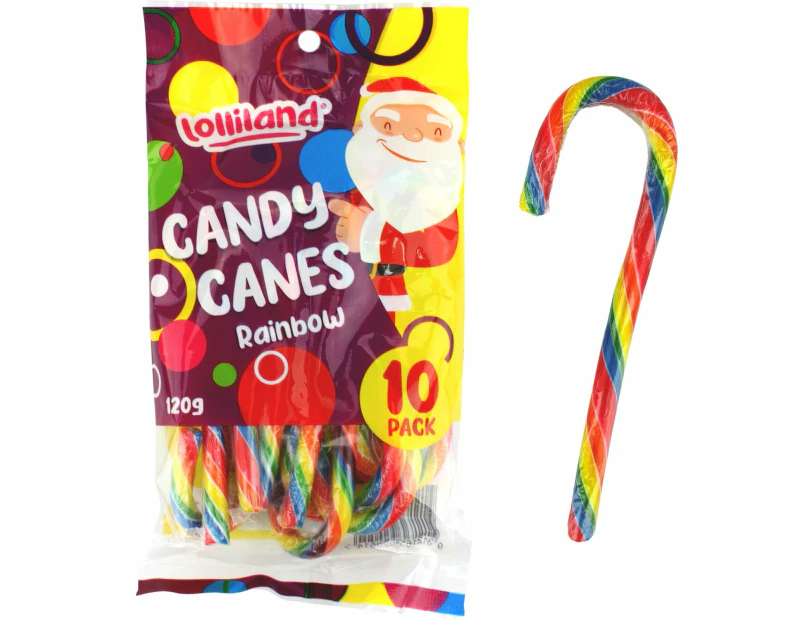 Rainbow Christmas Candy Canes (Pack of 10)