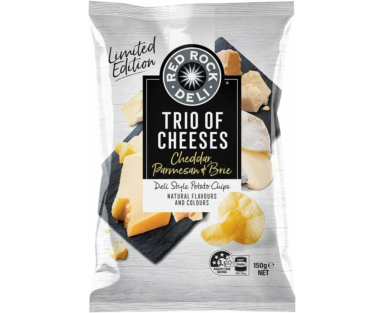 4 x Red Rock Deli Trio of Cheeses Flavoured Chips 150 g