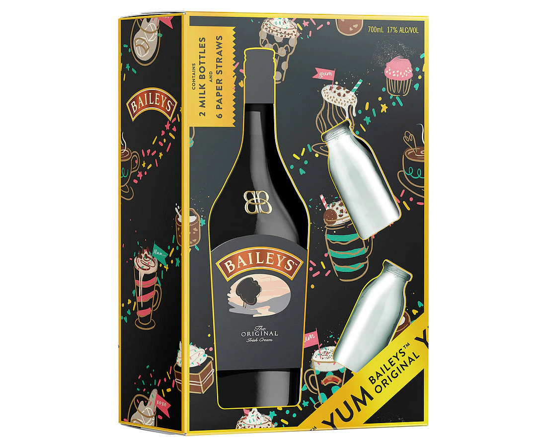 Baileys Irish Cream Liqueur With 2 Milk Bottles Gift Pack 700ml