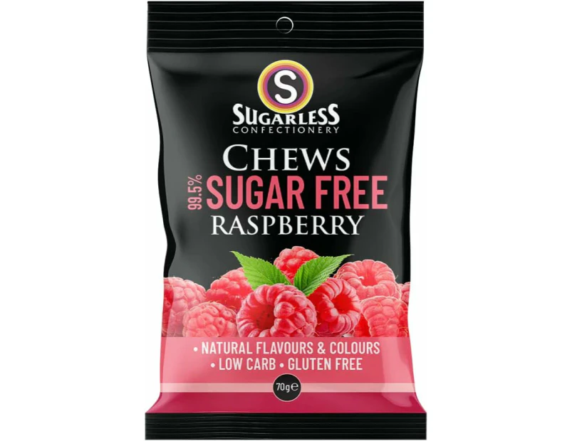 3 x Sugarless Confectionery Raspberry Chews 70 g