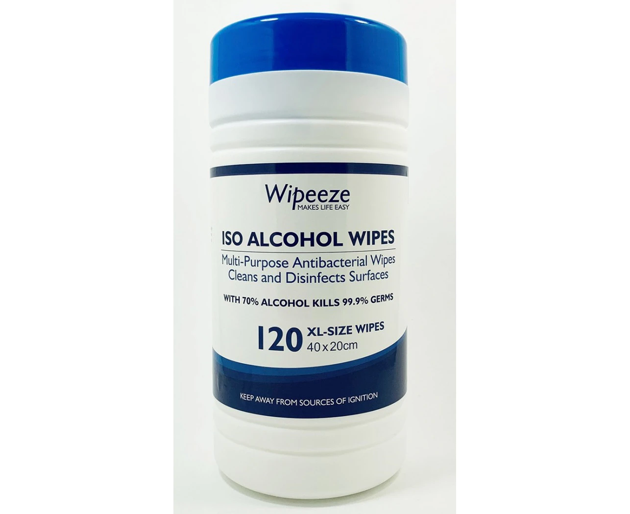 Wipeeze Alcohol Antibacterial XL Wipes 40x20cm Tub of 120's