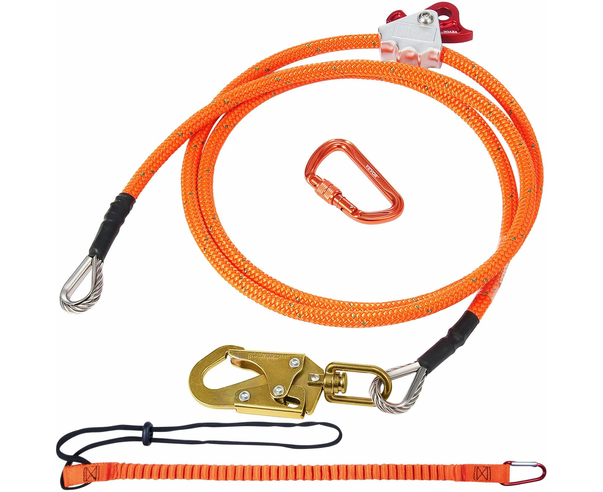 VEVOR 16mm Steel Core Flipline 10ft(3m) Arborist Flipline for Fall Protection