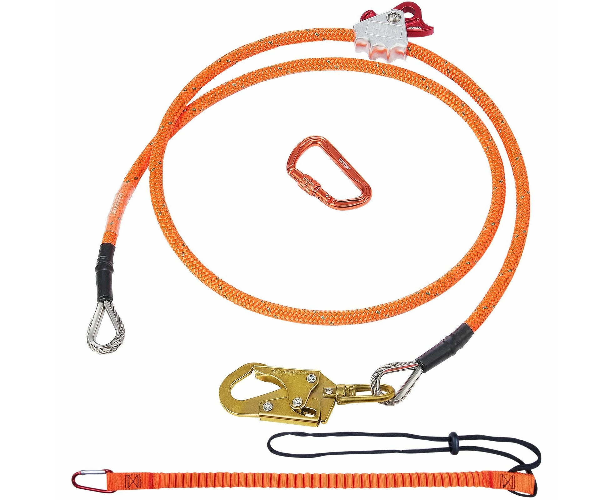 VEVOR 16mm Steel Core Flipline 8ft(2.4m) Arborist Flipline for Fall Protection