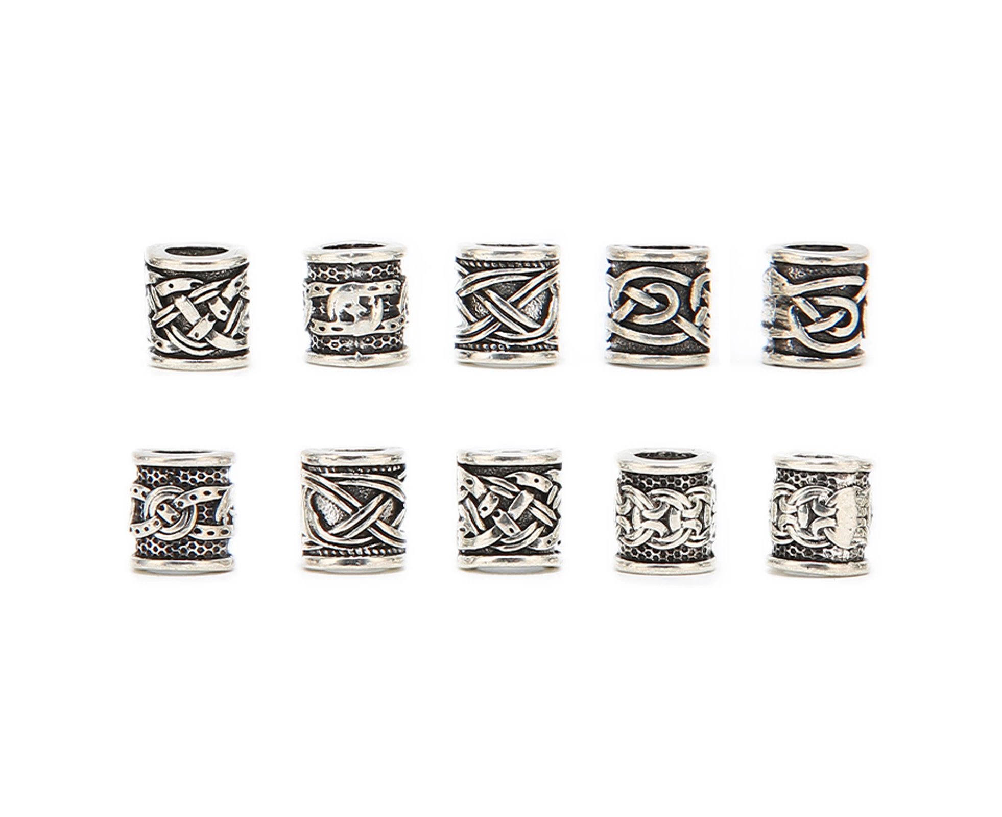 10PCS Viking Beard Beads Alloy Antique Norse Dreadlock Beads for Beard Hair DIY Bracelet Necklace