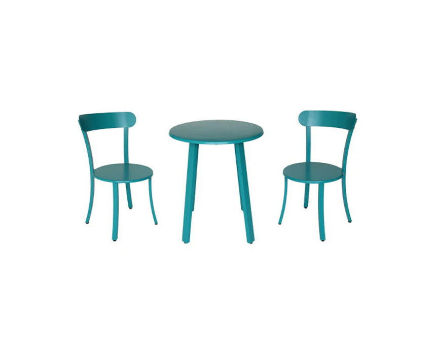 3-piece Matte Teal Outdoor Table Set