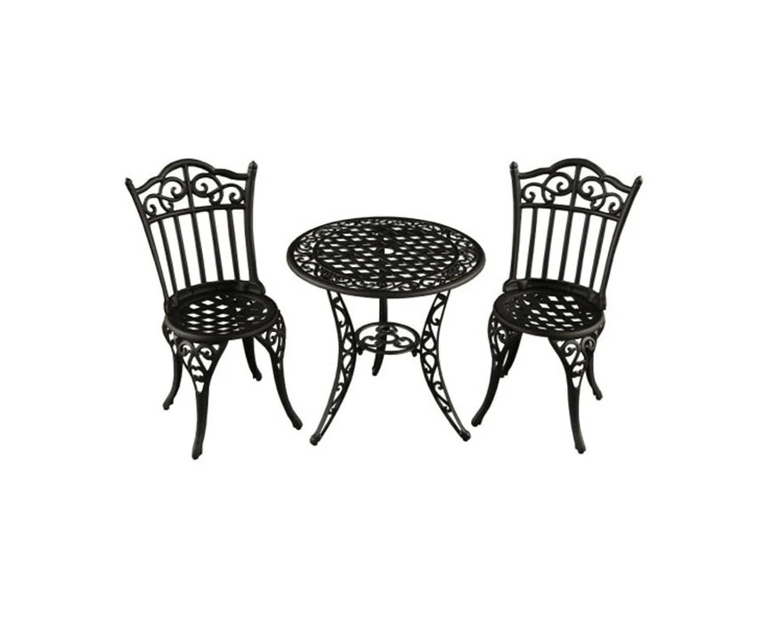 3-piece Aluminum Black Outdoor Table Set