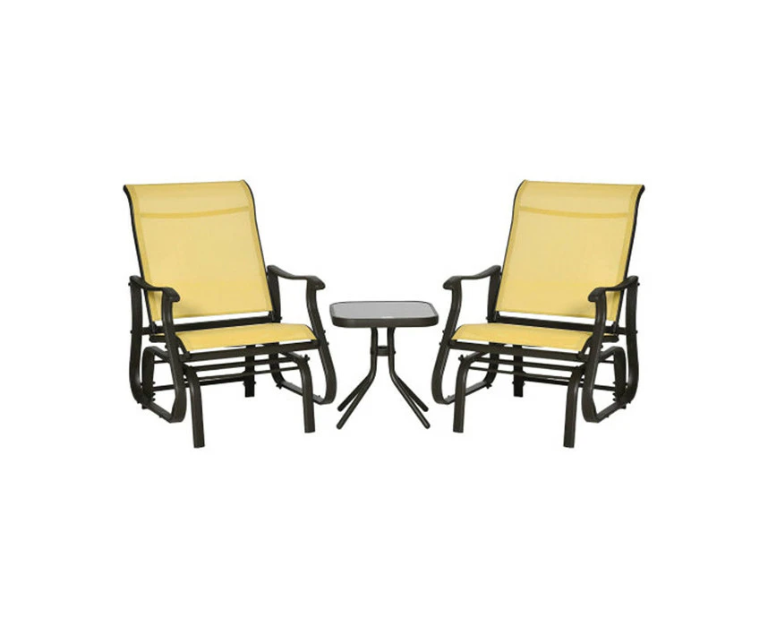 3-piece Yellow Steel Outdoor Table Set