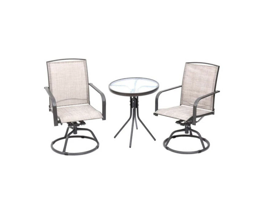 3-piece Cream Swivel Outdoor Table Set