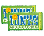 2 x Tony's Chocolonely Bar Dark Chocolate Almond Sea Salt 180g