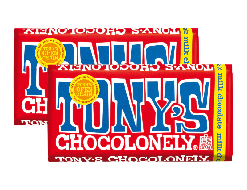 2 x Tony's Chocolonely Bar Milk Chocolate 180g