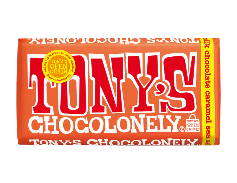 Tonys Chocolonely Caramel Sea Salt Milk Chocolate Block 180g