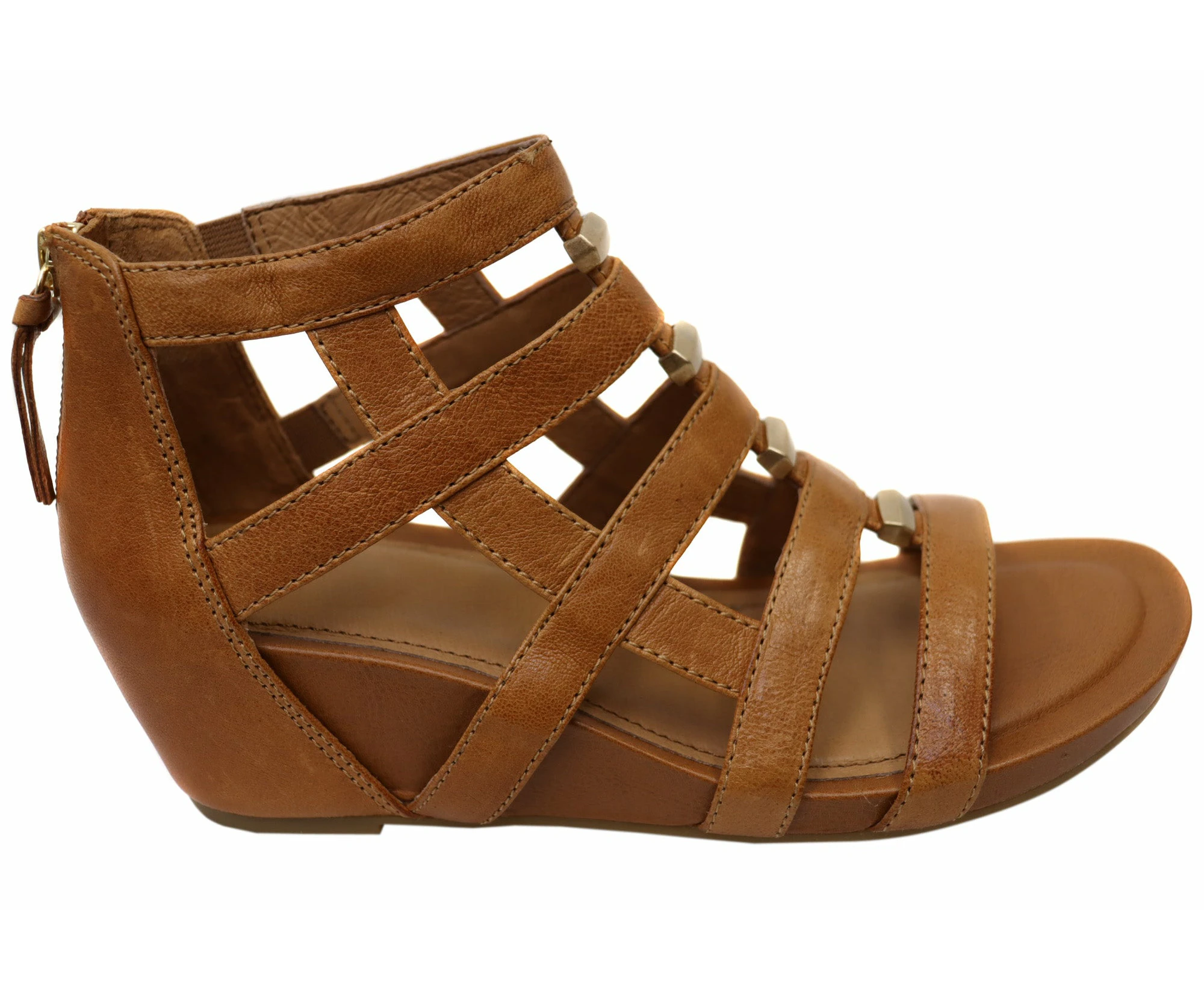 Sofft Rio II Womens Leather Wedge Sandals With Comfort Footbed