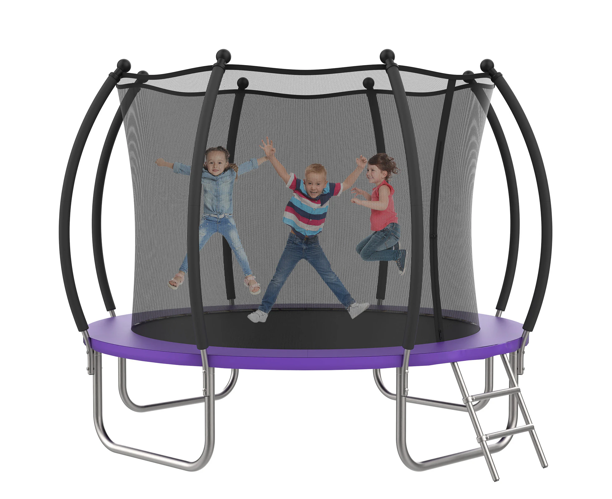 Advwin 10FT Trampoline Outdoor for Kids Recreational Trampoline w/Safety Enclosure Net Max Limit 350 kg