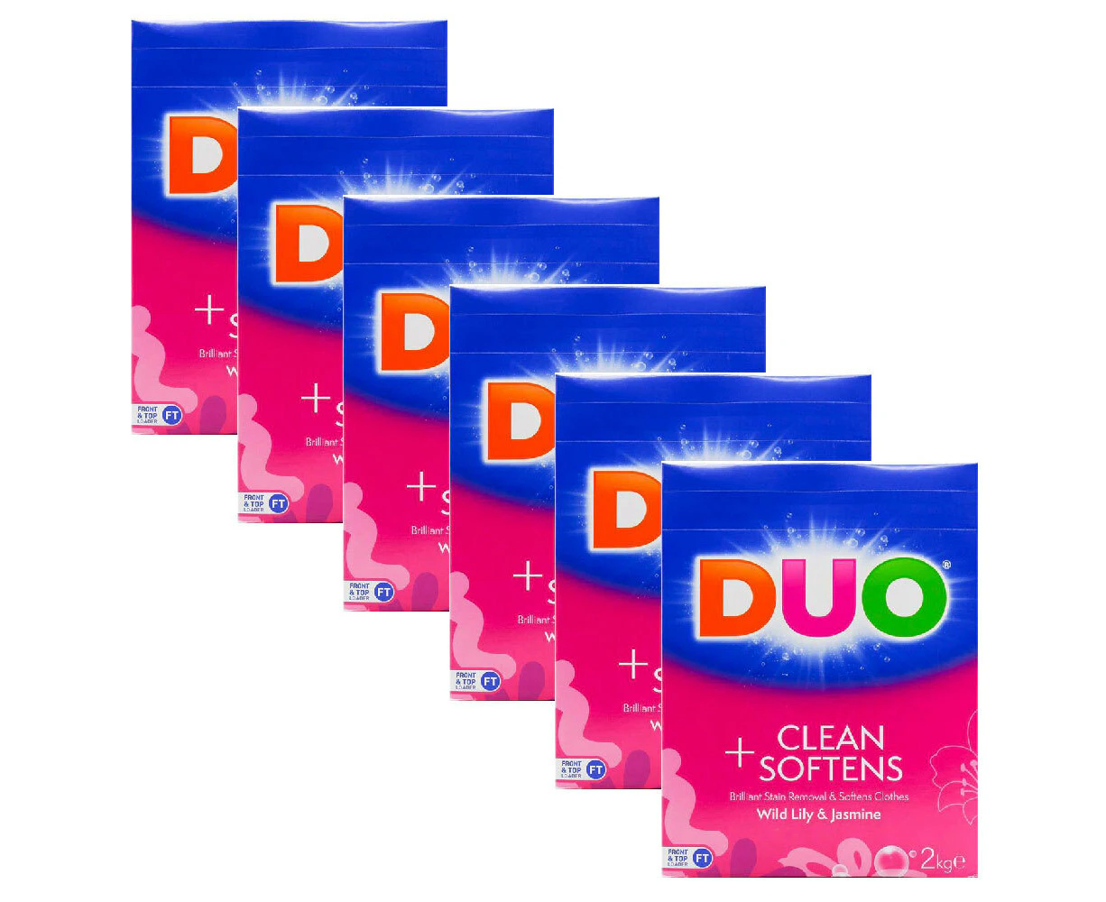 6x Duo Laundry Powder Front & Top Loader Exotic Tiger Lily Cleans & Softens 2kg