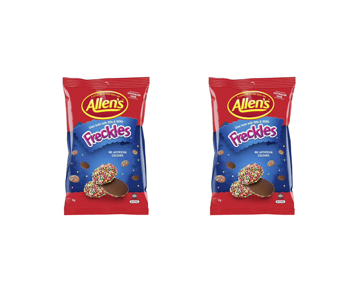 2x Allen's 1kg Freckles Creamy Hundreds & Thousands Chocolate Crunch Candy Snack