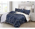 Fabric Fantastic TREE Reversible Duvet/Doona/Quilt Cover Set Queen/King/Super Size Blue&Beige