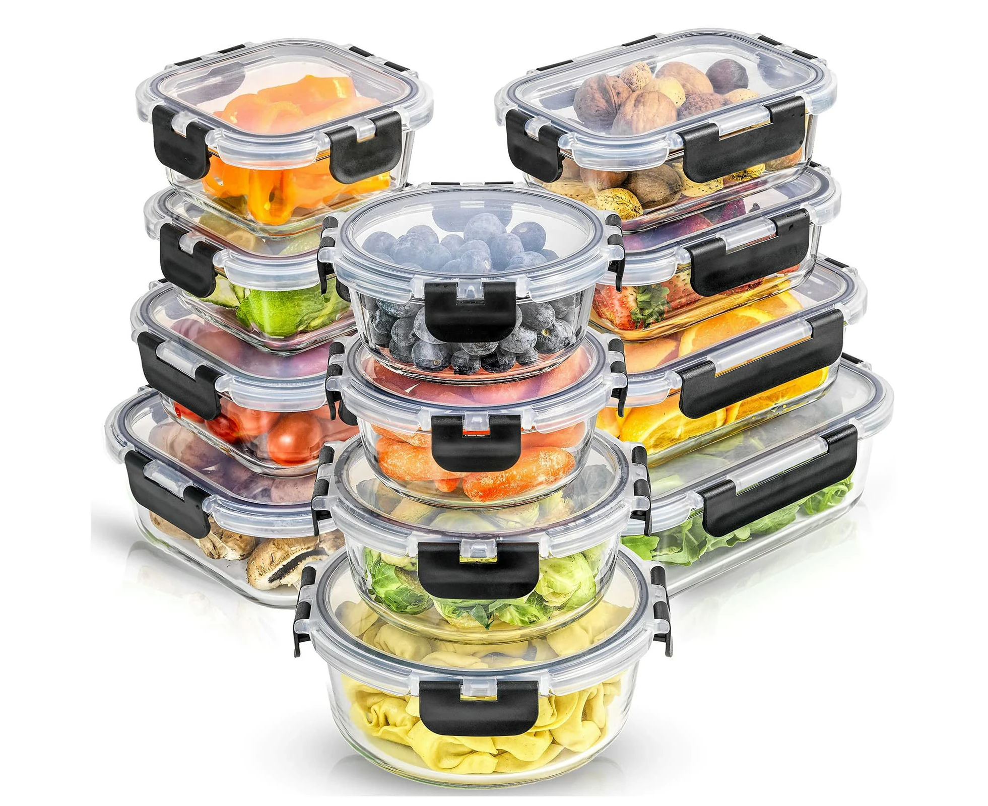 Glass Food Storage Containers, Airtight Glass Container 12 Packs Meal Prep Containers with Lids, BPA Free & Leak Proof Lunch Box