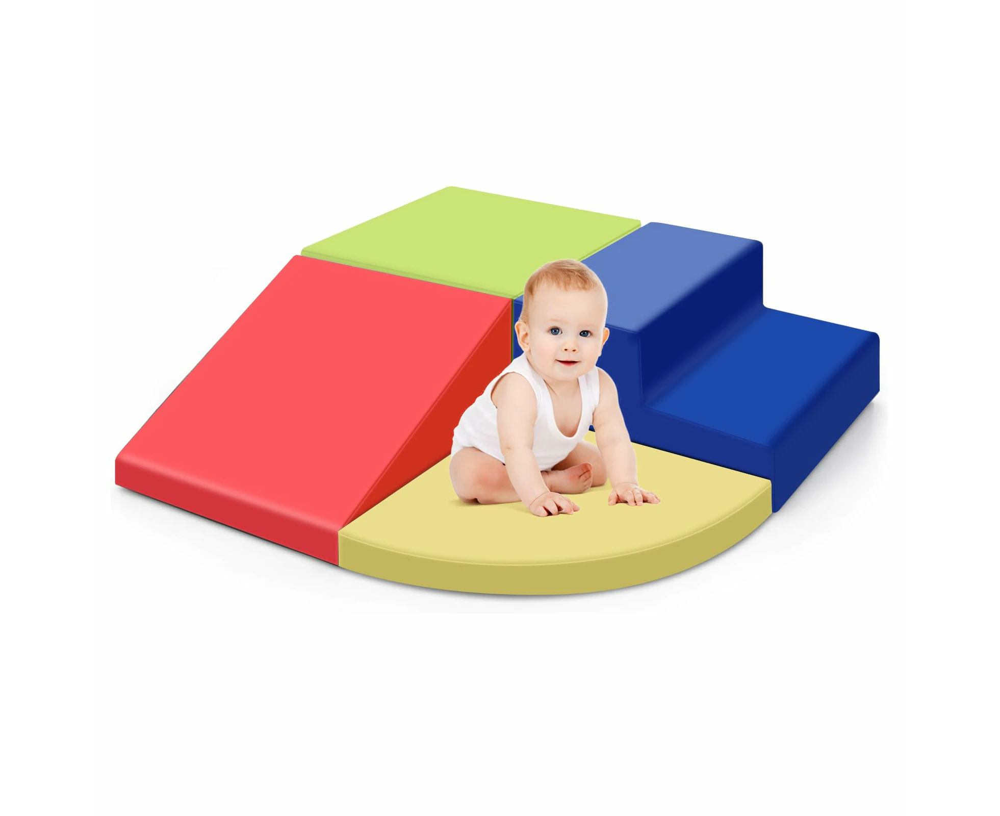 Climb and Crawl Foam Play Set 4pcs, Baby Foam Climbing Blocks Soft Play Toys, Toddler Corner Climbing Sliding Blocks, Indoor Activity Play Foam Playset