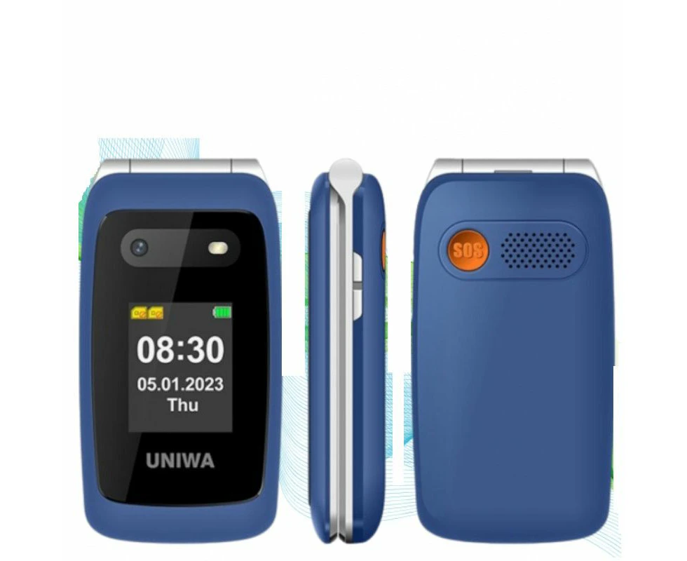 4G Volte HAC Hear Aid Unlocked Flip Cell Phone SOS Button Seniors Big Button Basic Phone Elderly Mobile Cell Phone   (Blue)