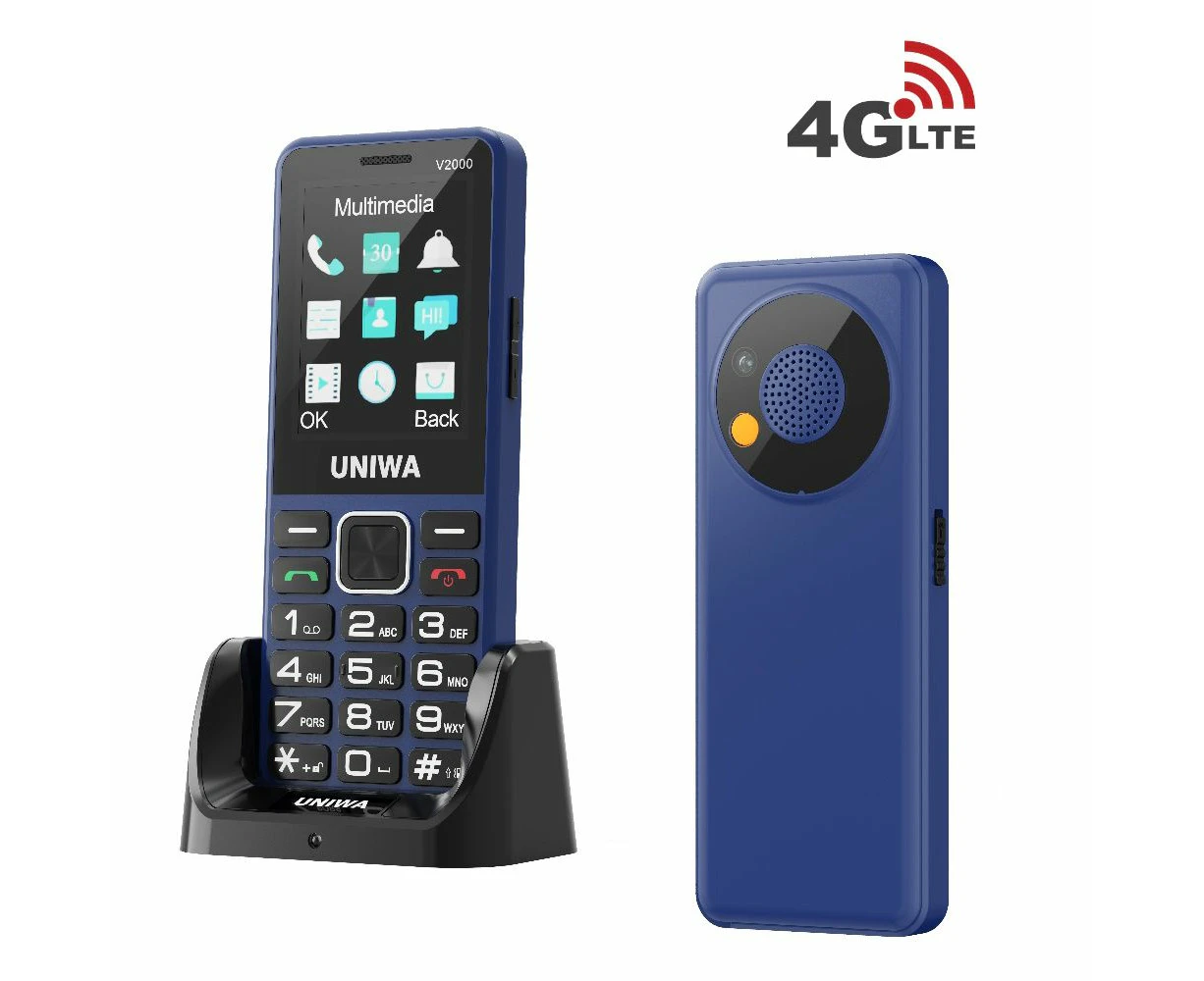 4G Volte  Double Sim Unlocked  Cell Phone SOS Button Seniors Big Button Basic Phone Elderly Mobile Cell Phone Col. Blue