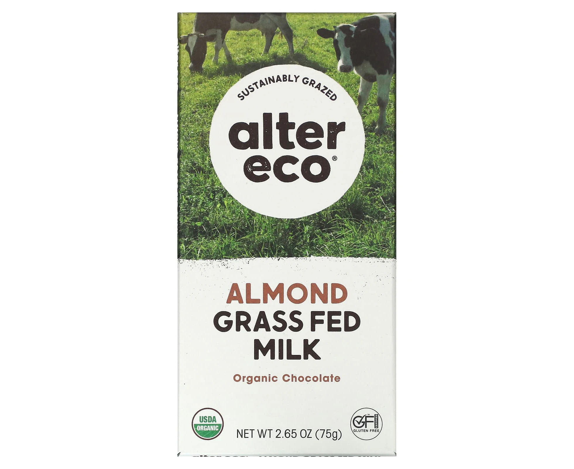 Alter Eco, Organic Chocolate Bar, Almond Grass Fed Milk, 2.65 oz (75 g)